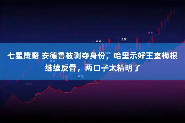 七星策略 安德鲁被剥夺身份,哈里示好王室梅根继续反骨,两口子太精明了